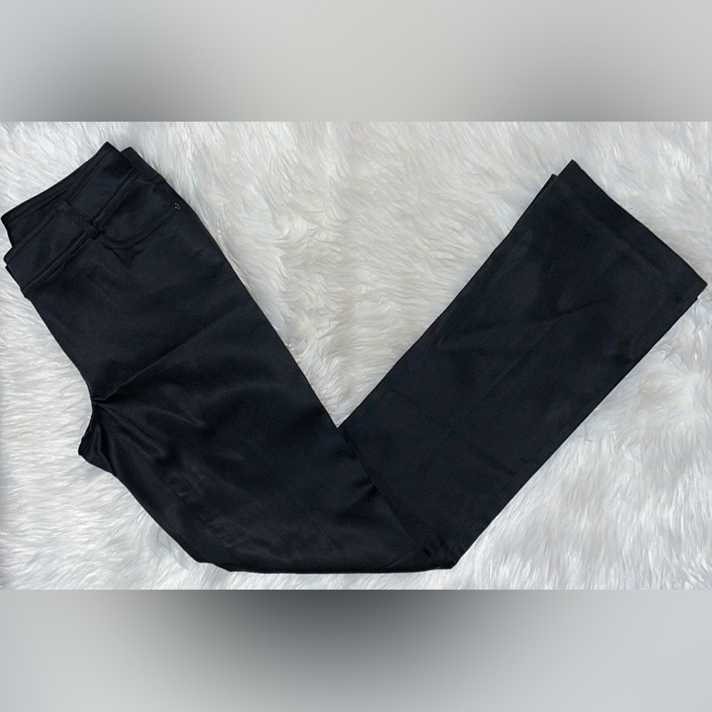 Cache Flared Pants Black Satin Like Material Size… - image 1